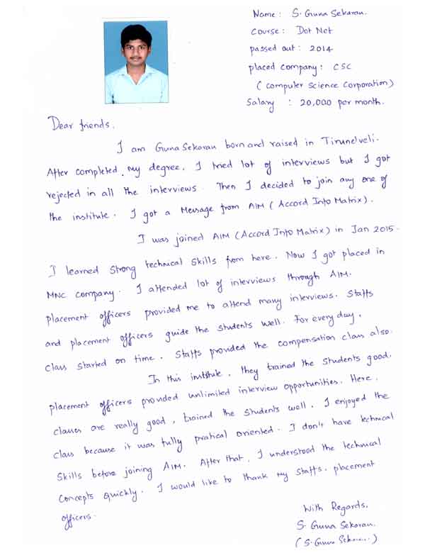 Dot Student Testimonial