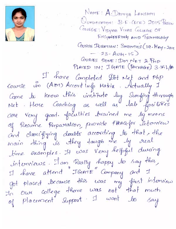 Dot Student Testimonial