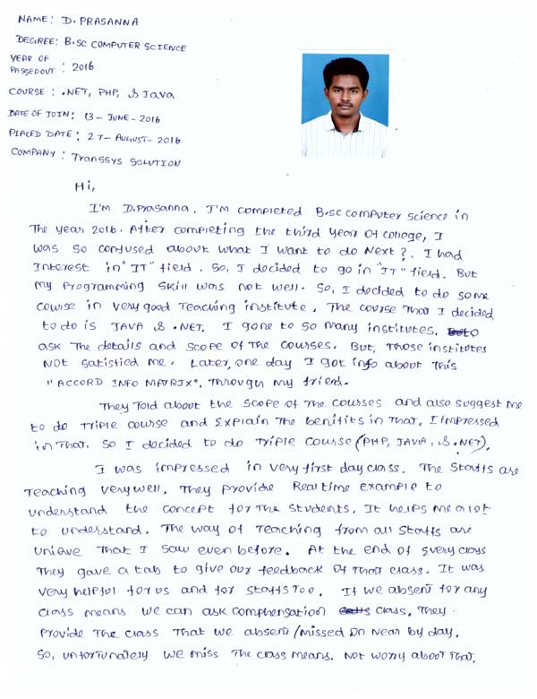 Dot Student Testimonial