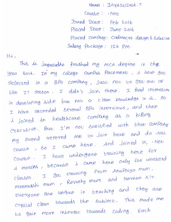 Dot Student Testimonial