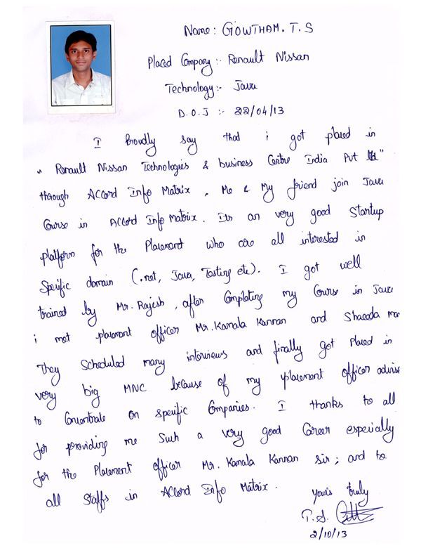 JAVA Student Testimonial