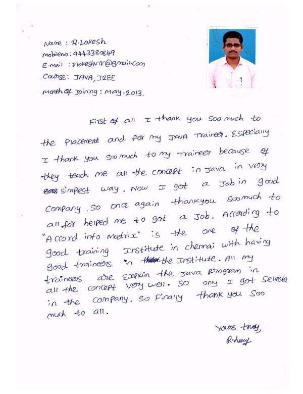 JAVA Student Testimonial