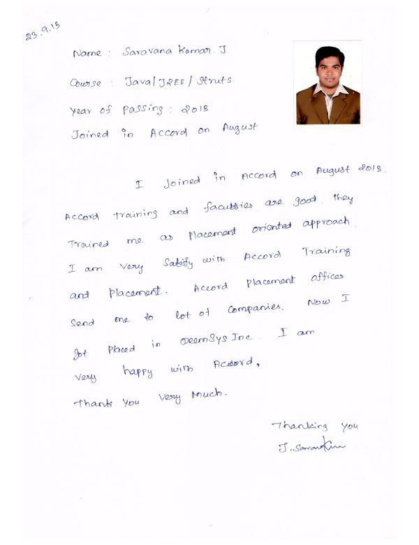 JAVA Student Testimonial