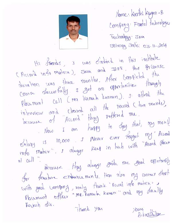 JAVA Student Testimonial