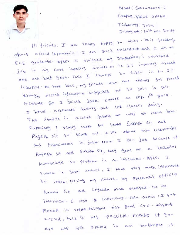 JAVA Student Testimonial