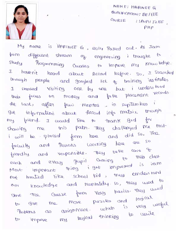 JAVA Student Testimonial