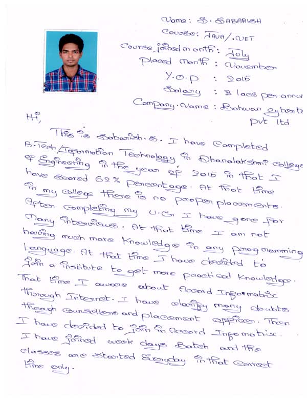 JAVA Student Testimonial