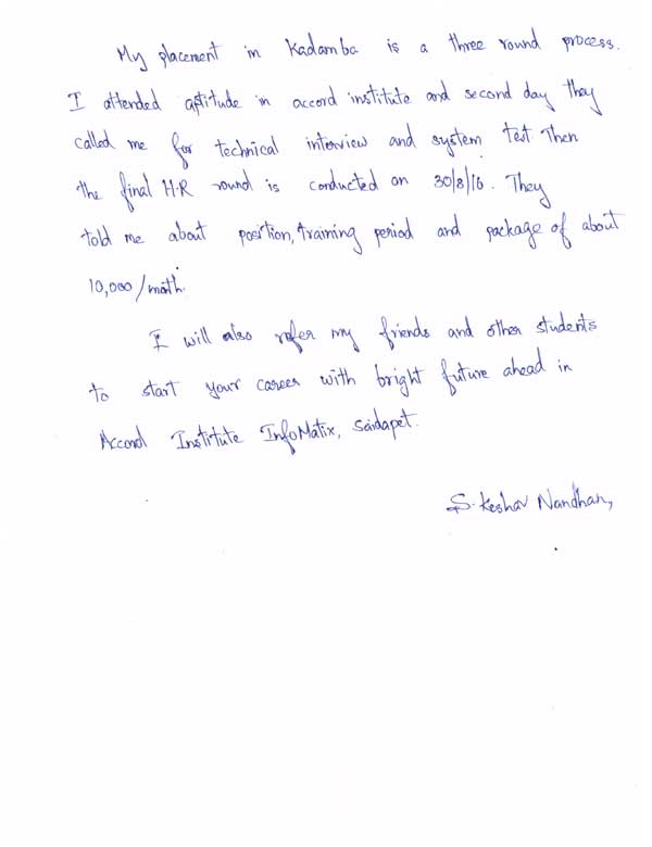 JAVA Student Testimonial