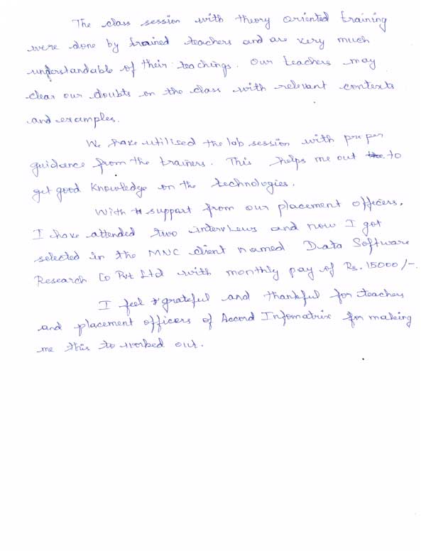 JAVA Student Testimonial