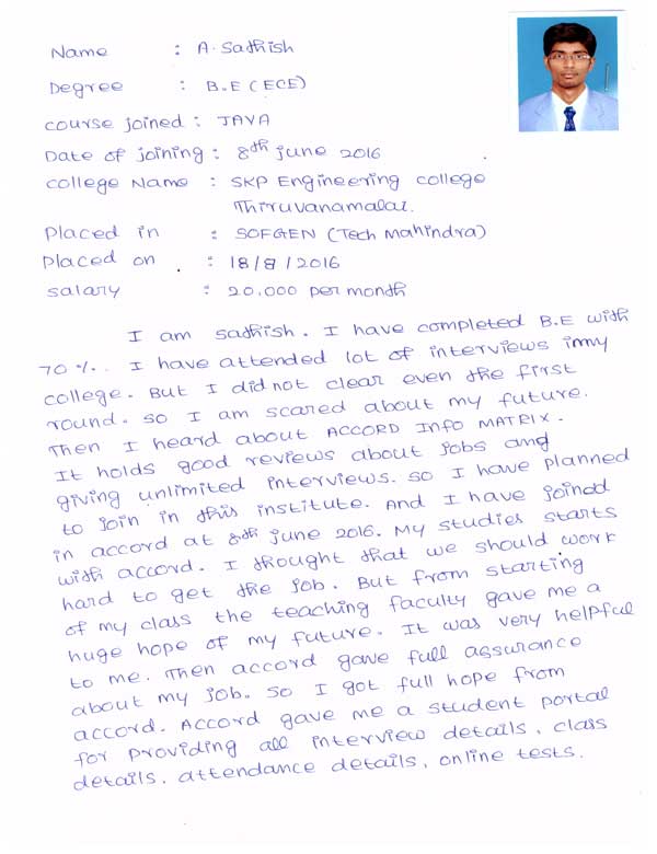 JAVA Student Testimonial