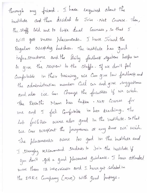 JAVA Student Testimonial