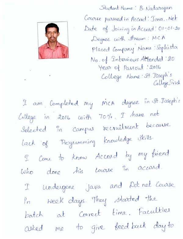 JAVA Student Testimonial