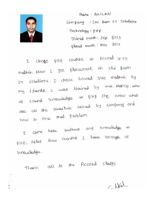 PHP Student Testimonial
