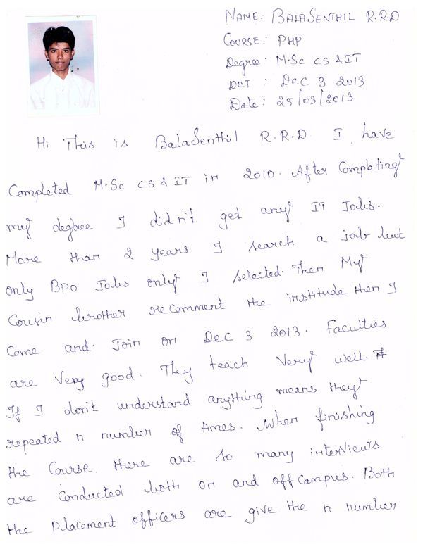 PHP Student Testimonial
