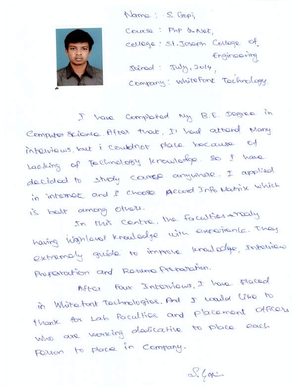 PHP Student Testimonial