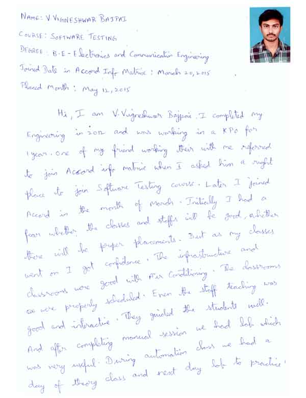 Testing Student Testimonial