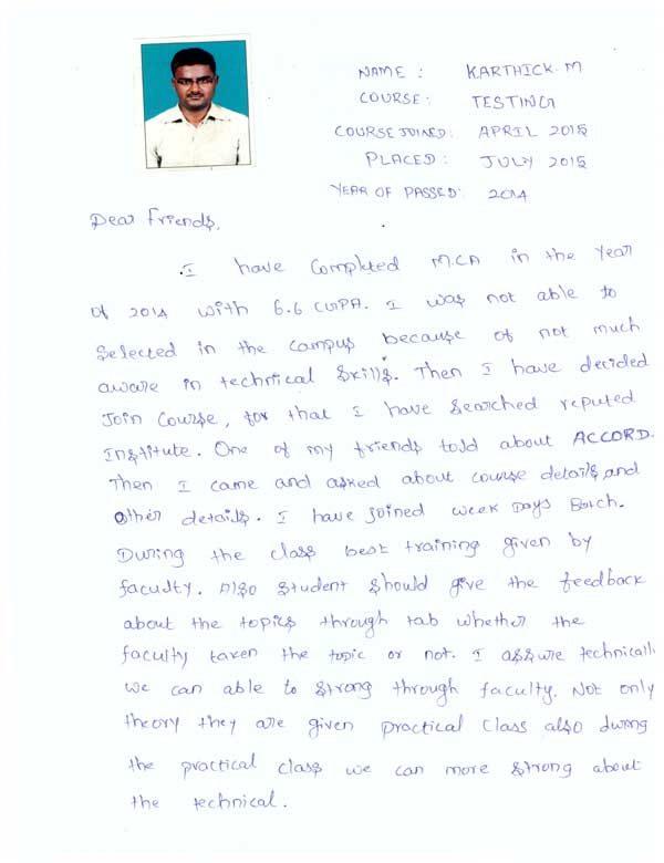 Testing Student Testimonial