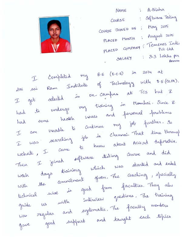Testing Student Testimonial